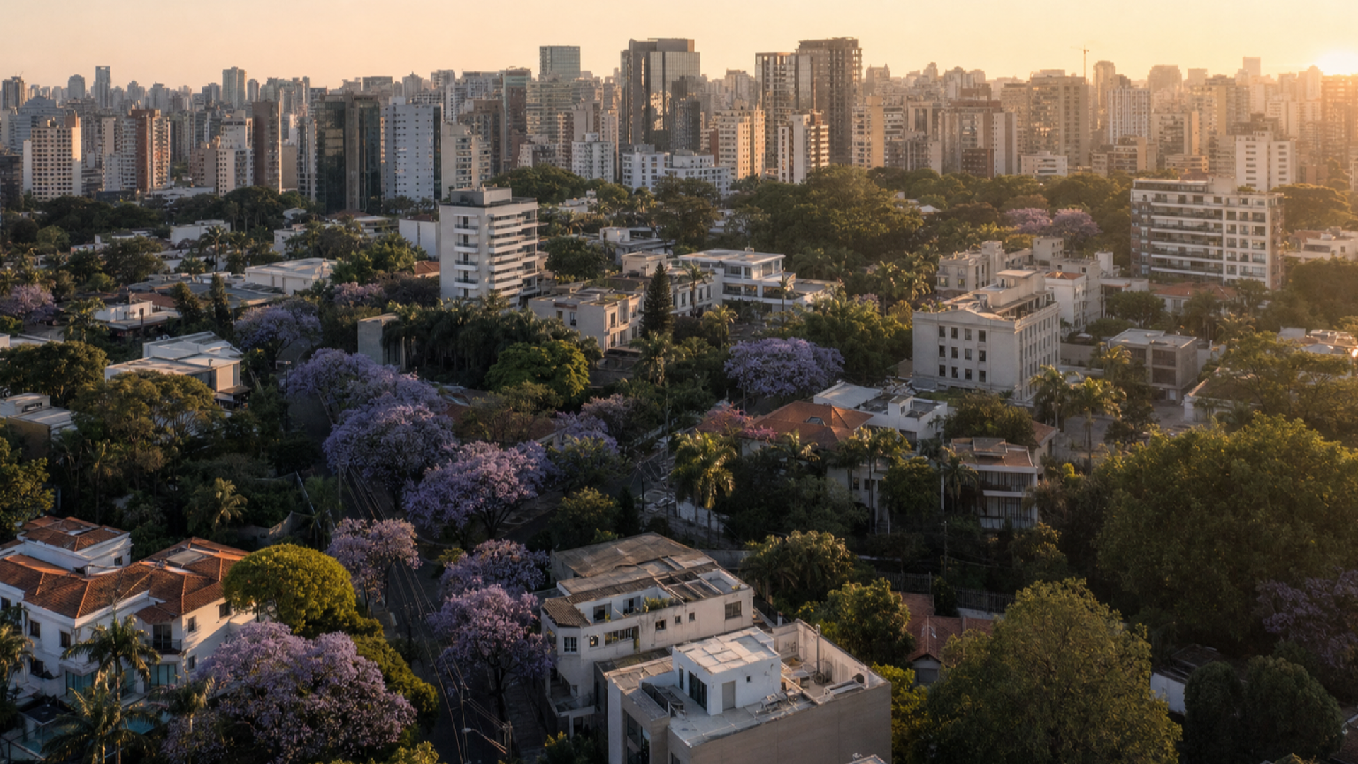 Vista aérea dos Jardins em São Paulo